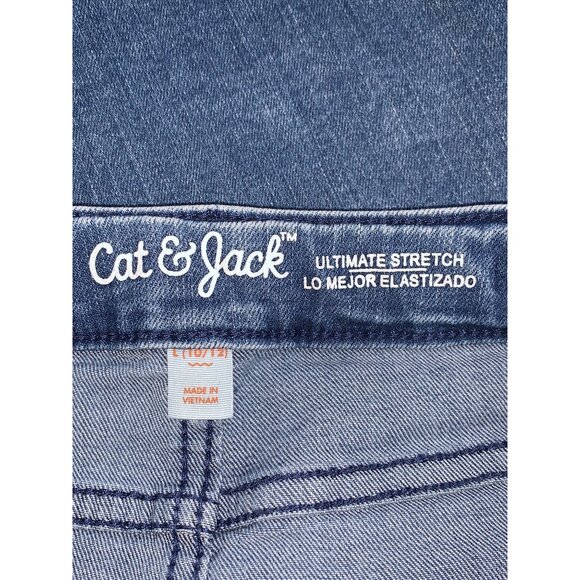 Cat & Jack Girls Ultimate Stretch Blue Denim Shorts Mid-Rise Frayed Hem Large - Picture 6 of 7